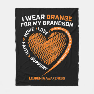 Women Men I Wear Orange For My Grandson Leukemia A Fleece Blanket
