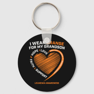 Women Men I Wear Orange For My Grandson Leukemia A Keychain