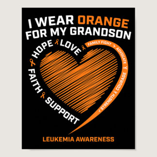 Women Men I Wear Orange For My Grandson Leukemia A Poster