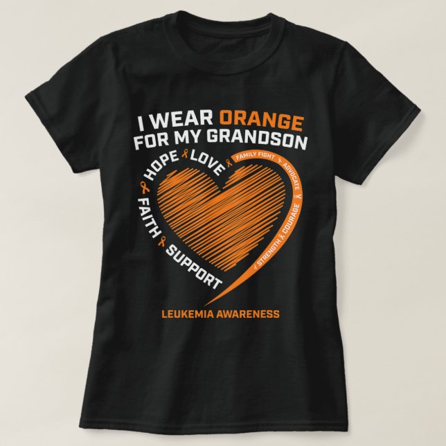 Women Men I Wear Orange For My Grandson Leukemia A T-Shirt (Design Front)