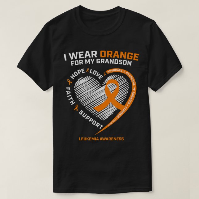 Women Men I Wear Orange For My Grandson Leukemia A T-Shirt (Design Front)