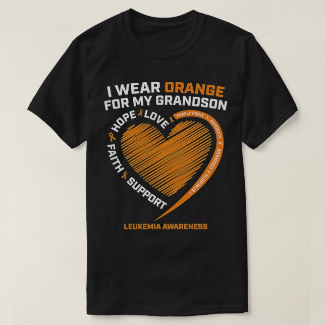 Women Men I Wear Orange For My Grandson Leukemia A T-Shirt (Design Front)