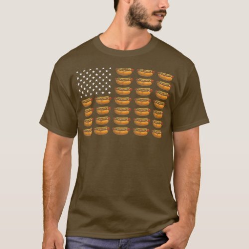 Women Men Kids Hot Dog American Flag Hot Dog T_Shirt