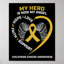 Women Men My Hero Is Now My Angel Childhood Cancer Poster