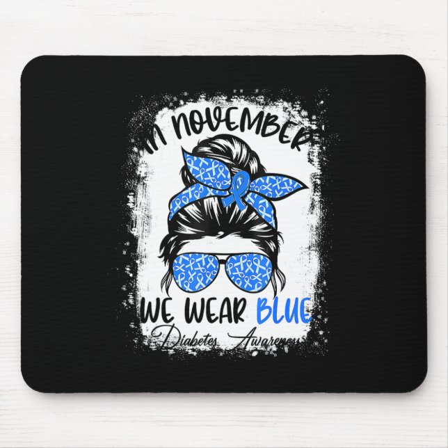 Women Messy Bun Hair Diabetes Awareness  Mouse Pad (Front)
