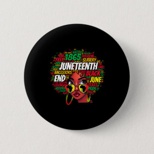 Women Messy Bun Juneteenth Celebrate Independence Button