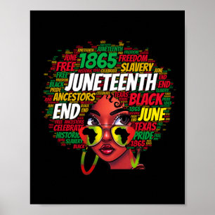 Women Messy Bun Juneteenth Celebrate Independence Poster