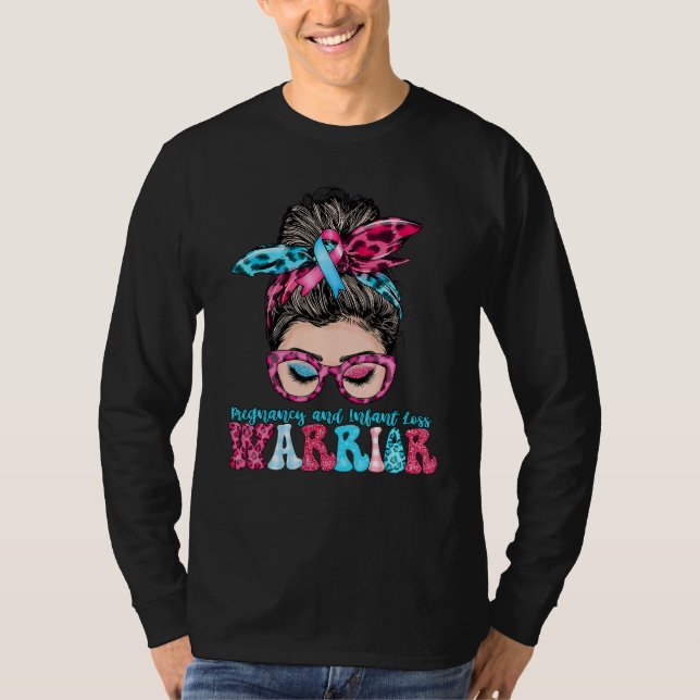 Women Messy Bun Pregnancy and Infant Loss Awarenes T-Shirt (Front)