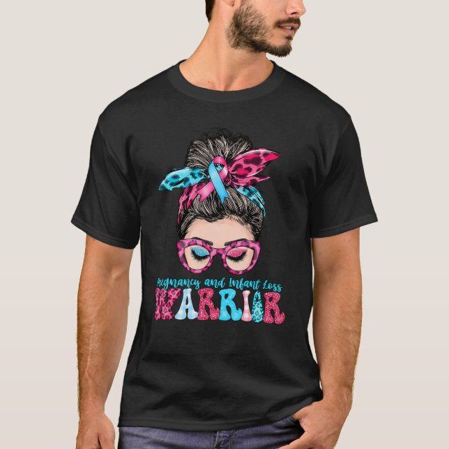 Women Messy Bun Pregnancy and Infant Loss Awarenes T-Shirt (Front)