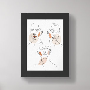 Women Minimalist Line Art Faces Framed Art