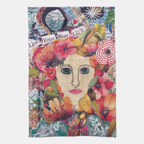 Women Mixed Media Inspirational Art Kitchen Towel