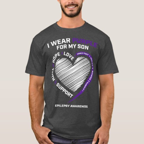 Women Mom Dad Gifts Products Purple Son Epilepsy T_Shirt