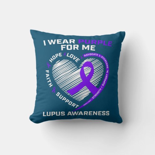 Women Mom I Wear Purple For Me Lupus Awareness Throw Pillow