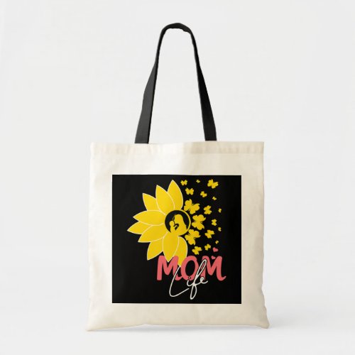 Women Mom Life Sunflower butterfly Mom And Son Tote Bag