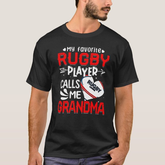 Women My Favorite Rugby Player Calls Me Grandma T-Shirt (Front)
