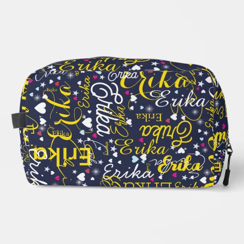 Women Name Pattern with hearts and stars Dopp Kit