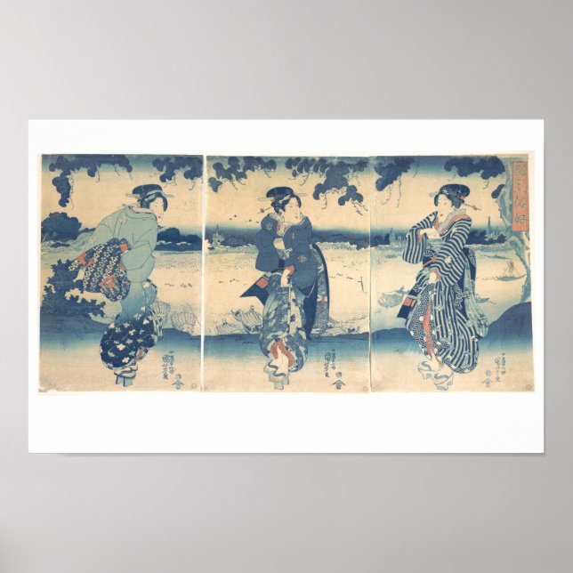 Women Near a River-Utagawa Kuniyoshi Poster (Front)