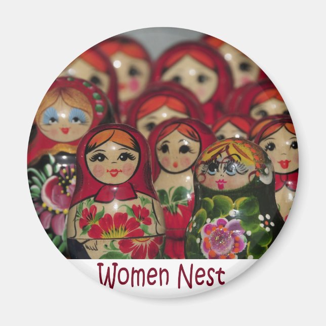 Women Nest, Russian Nesting Dolls Magnet (Front)