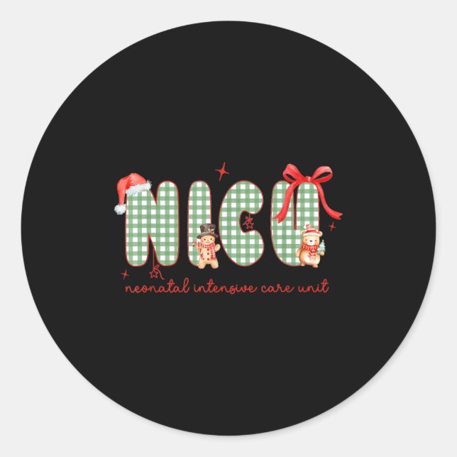 Women Nicu Nurse Christmas Newborn Neonatal Icu Ho Classic Round Sticker (Front)