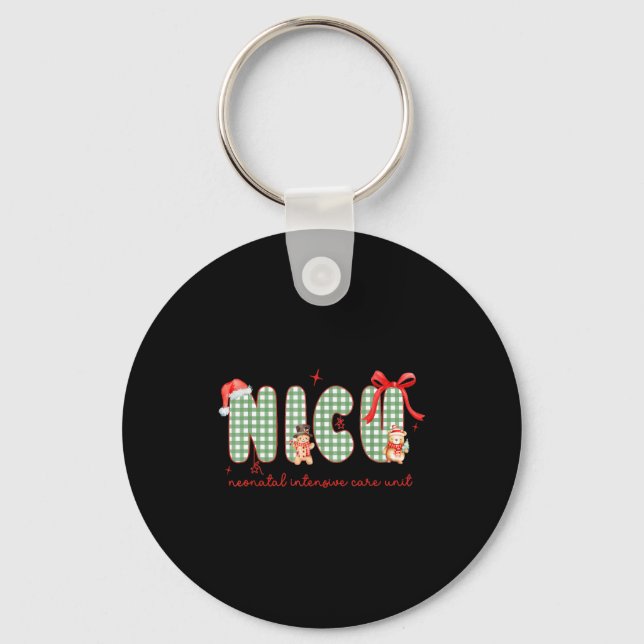 Women Nicu Nurse Christmas Newborn Neonatal Icu Ho Keychain (Front)