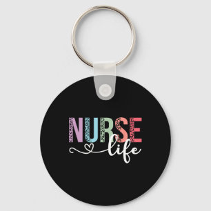 Women Nurse Life Rn Lpn Cna Leopard Nurse Week Hea Keychain
