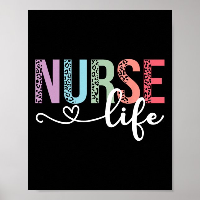 Women Nurse Life Rn Lpn Cna Leopard Nurse Week Hea Poster (Front)