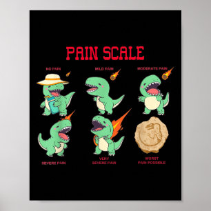 Women Nurse Pain Scale Pain Essment Funny Dinosaur Poster