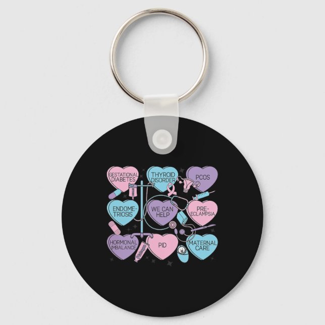 Women Obstetrics Valentine's Day Nurse Ob Gyn Obst Keychain (Front)