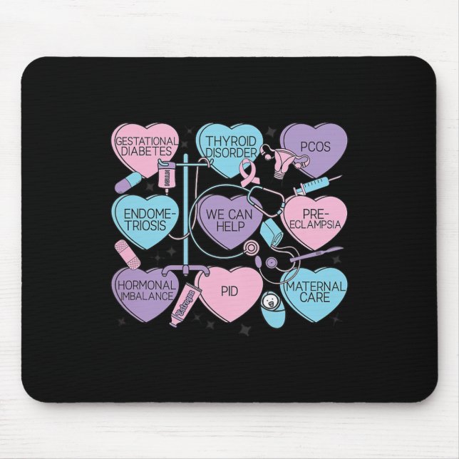 Women Obstetrics Valentine's Day Nurse Ob Gyn Obst Mouse Pad (Front)