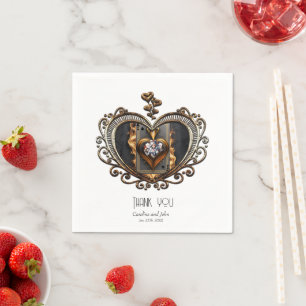 Women of heart card in flames. napkins