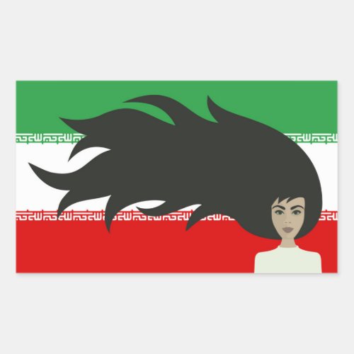 Women of Iran fight for freedom free hair Rectangular Sticker