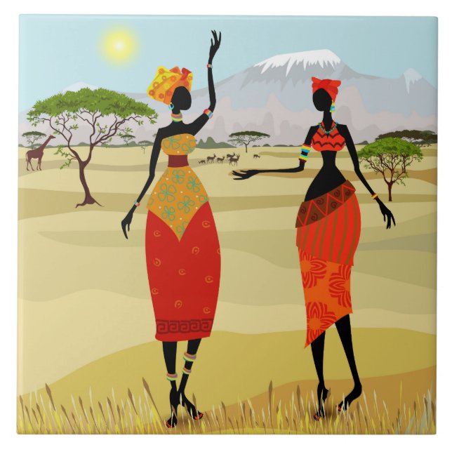 Women of Kenya animation Ceramic Tile (Front)