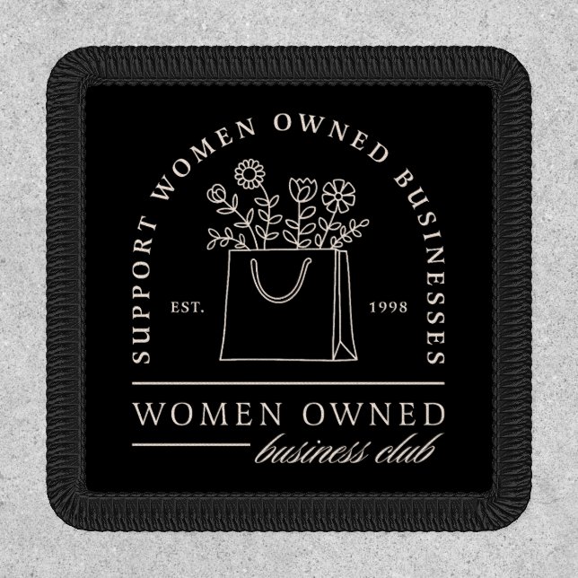 Women owned business club girl boss support black patch (Front)