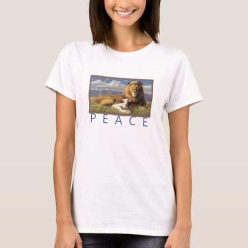 women Peace Lamb and Lion t shirt
