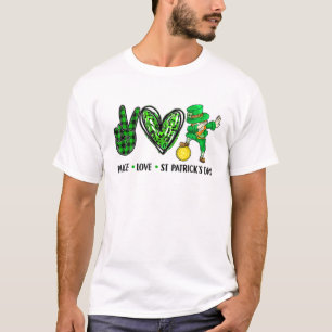 Women Peace Love St Patrick's Day Irish Shamrock L T-Shirt