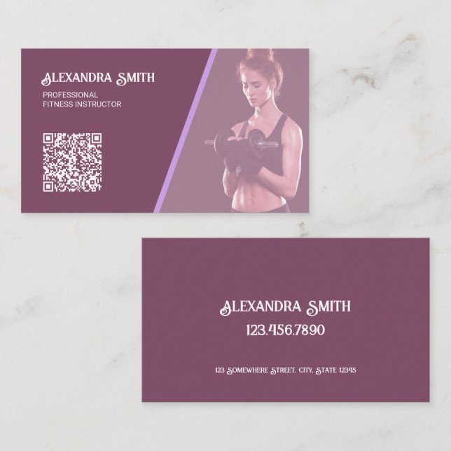 Women Personal Trainer Custom QR Business Card (Front/Back)