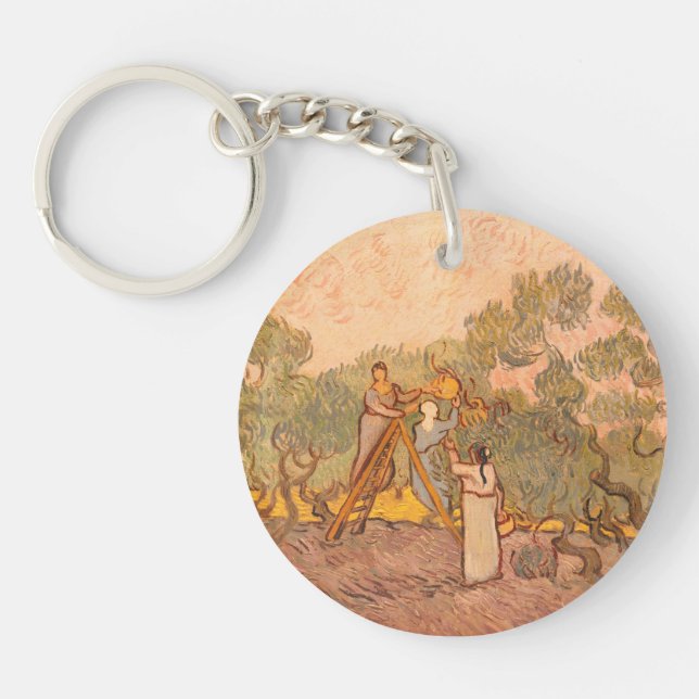Women Picking Olives by van Gogh:  Keychain (Front)