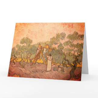 Women Picking Olives by van Gogh: Large, Blank Card