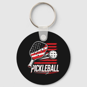 Women Pickleball 4th July Aamerican Flag Keychain