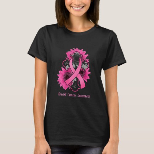 Women Pink Ribbon Breast Cancer Awareness  T_Shirt
