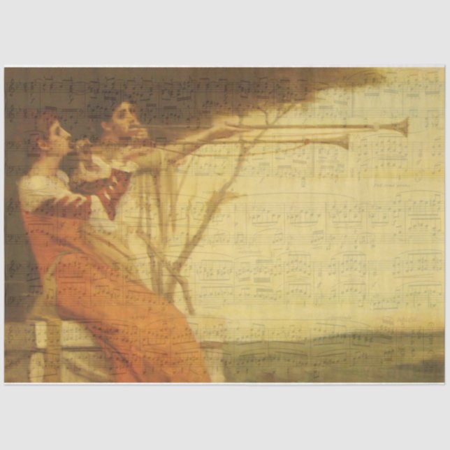 Women playing trumpets musical tissue paper (Front)