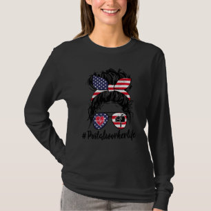 Women Postal Worker Life 4th Of July American Flag T-Shirt