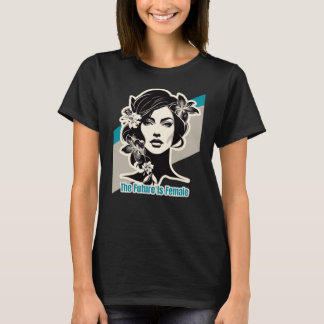 Women Power. Gray and blue T-Shirt