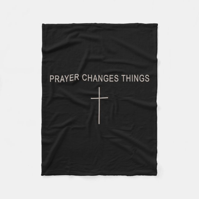 Women Prayer Changes Things Christian Minimalist T Fleece Blanket (Front)