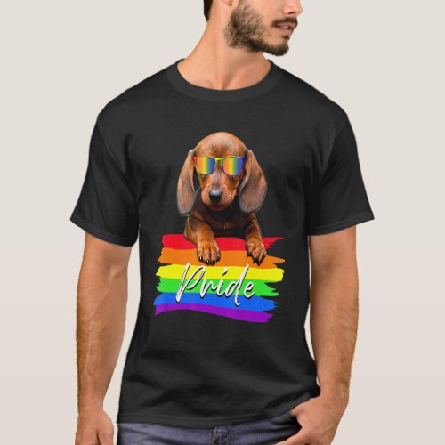 Women Pride Dachshund Dog Lgbt Gay Les Supporter F T_Shirt