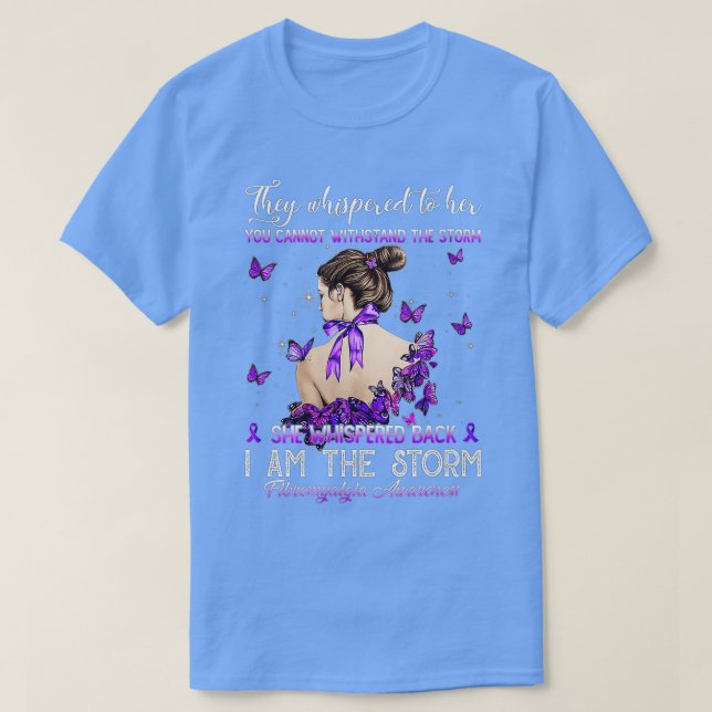 Women Purple Ribbon Butterfly Fibromyalgia Awarene T-Shirt (Design Front)