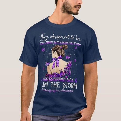 Women Purple Ribbon Butterfly Fibromyalgia Awarene T_Shirt