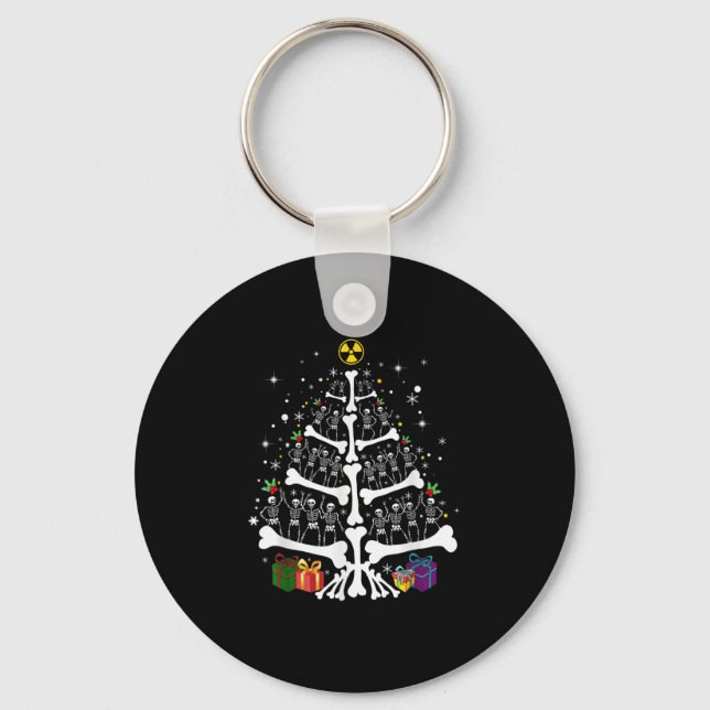 Women Radiology Skeleton Christmas Tree Xray Tech  Keychain (Front)