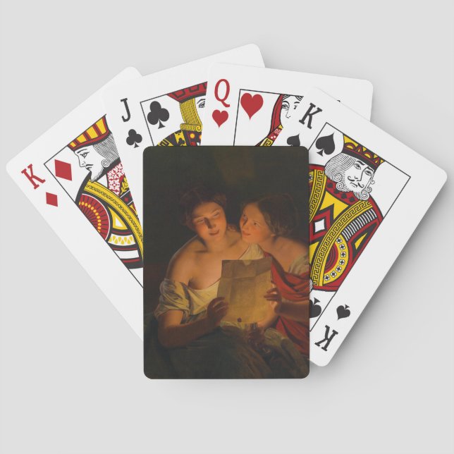 Women Reading a Love Letter (by Waldmüller) Poker Cards (Back)