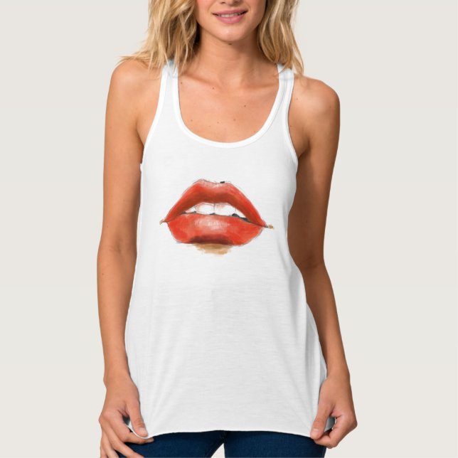 women red lips tank top (Front)